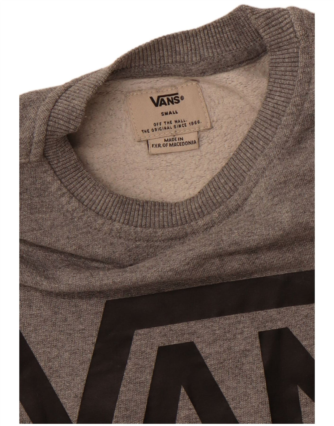 Vans Mens Graphic Moletom Jumper Pequeno Cinza Flecked