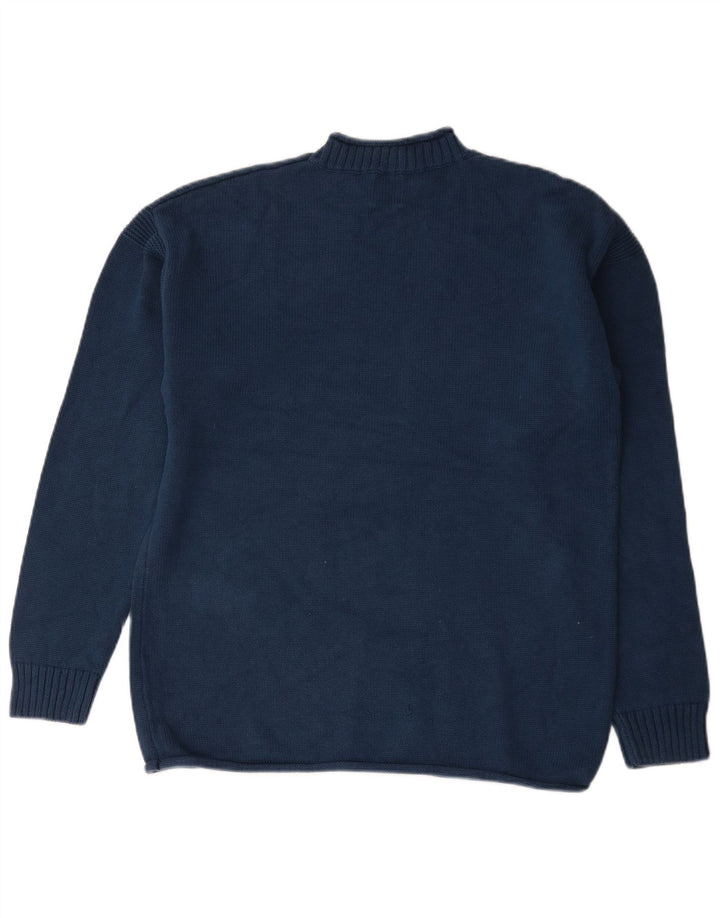 Zara Suéter masculino com gola tartaruga grande algodão azul marinho