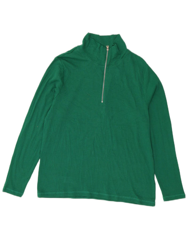 Top feminino Marks & Spencer com zíper e manga comprida UK 18 XL algodão verde