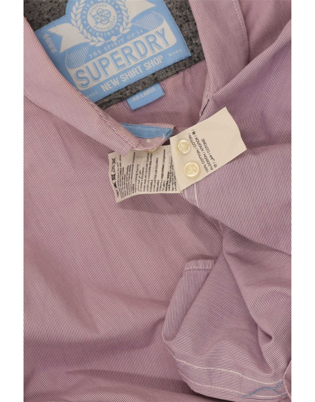 Camisa masculina Superdry 2XL algodão listrado rosa
