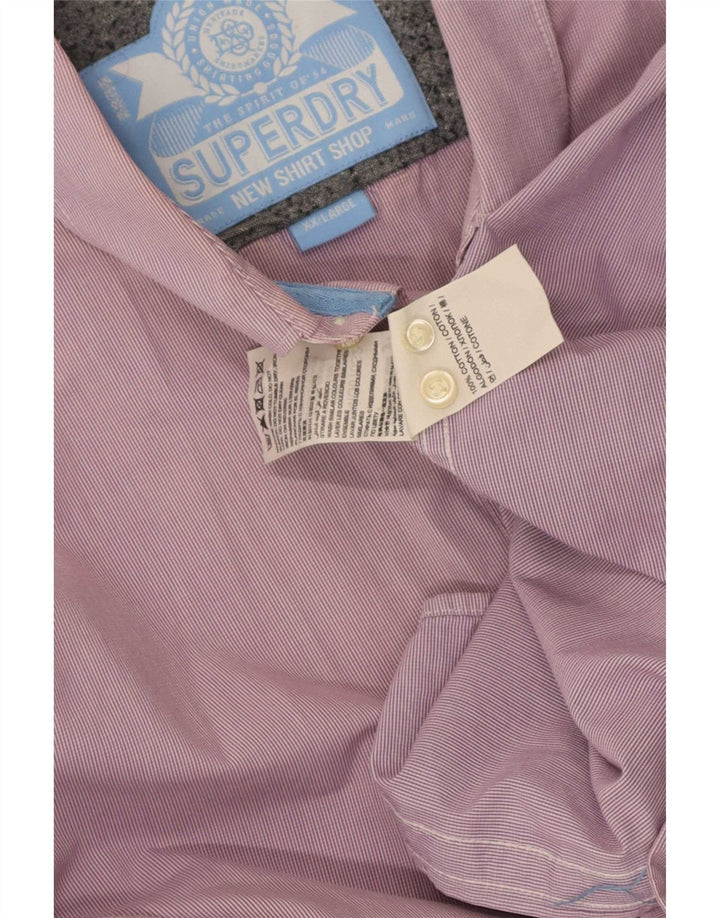 Camisa masculina Superdry 2XL algodão listrado rosa