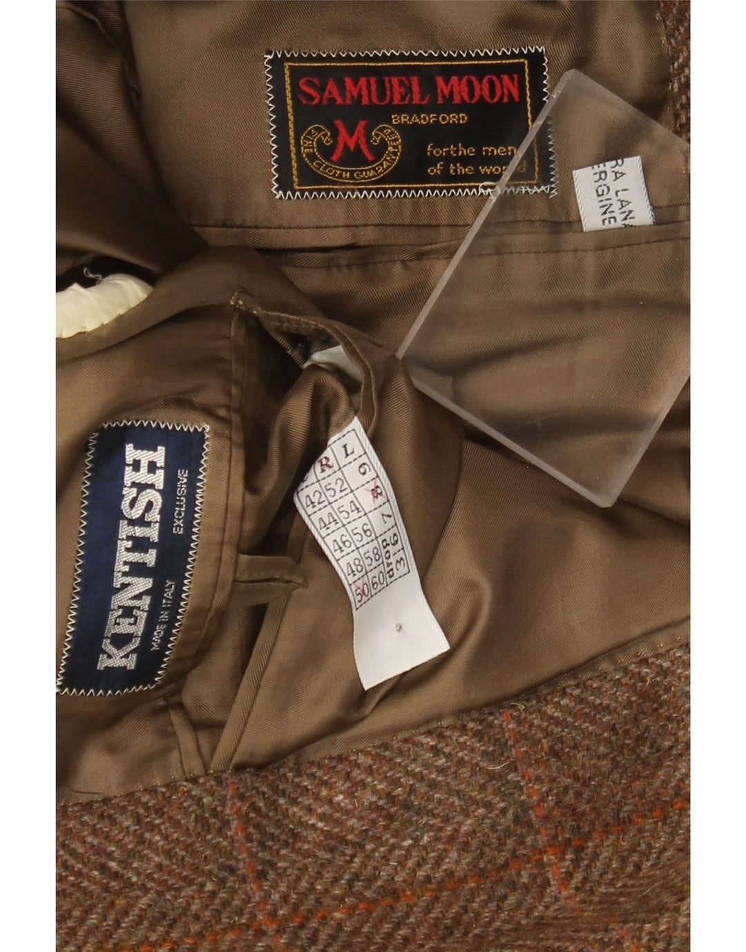 Jaqueta blazer masculina vintage com 2 botões IT 50 grande lã xadrez marrom