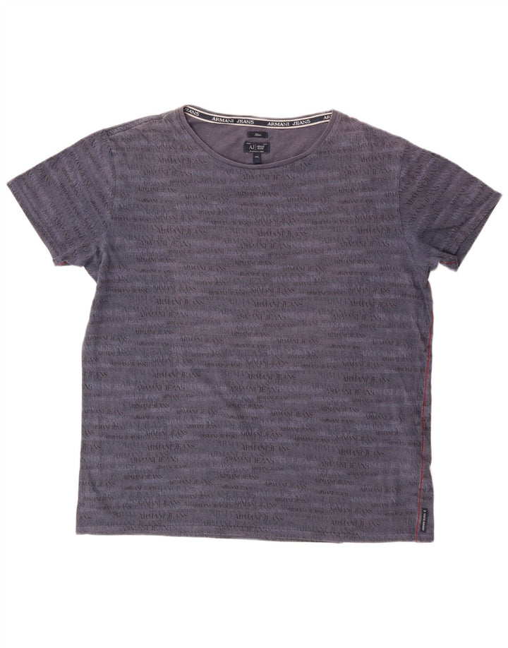 ARMANI JEANS Camiseta masculina slim gráfica top 2XL azul marinho