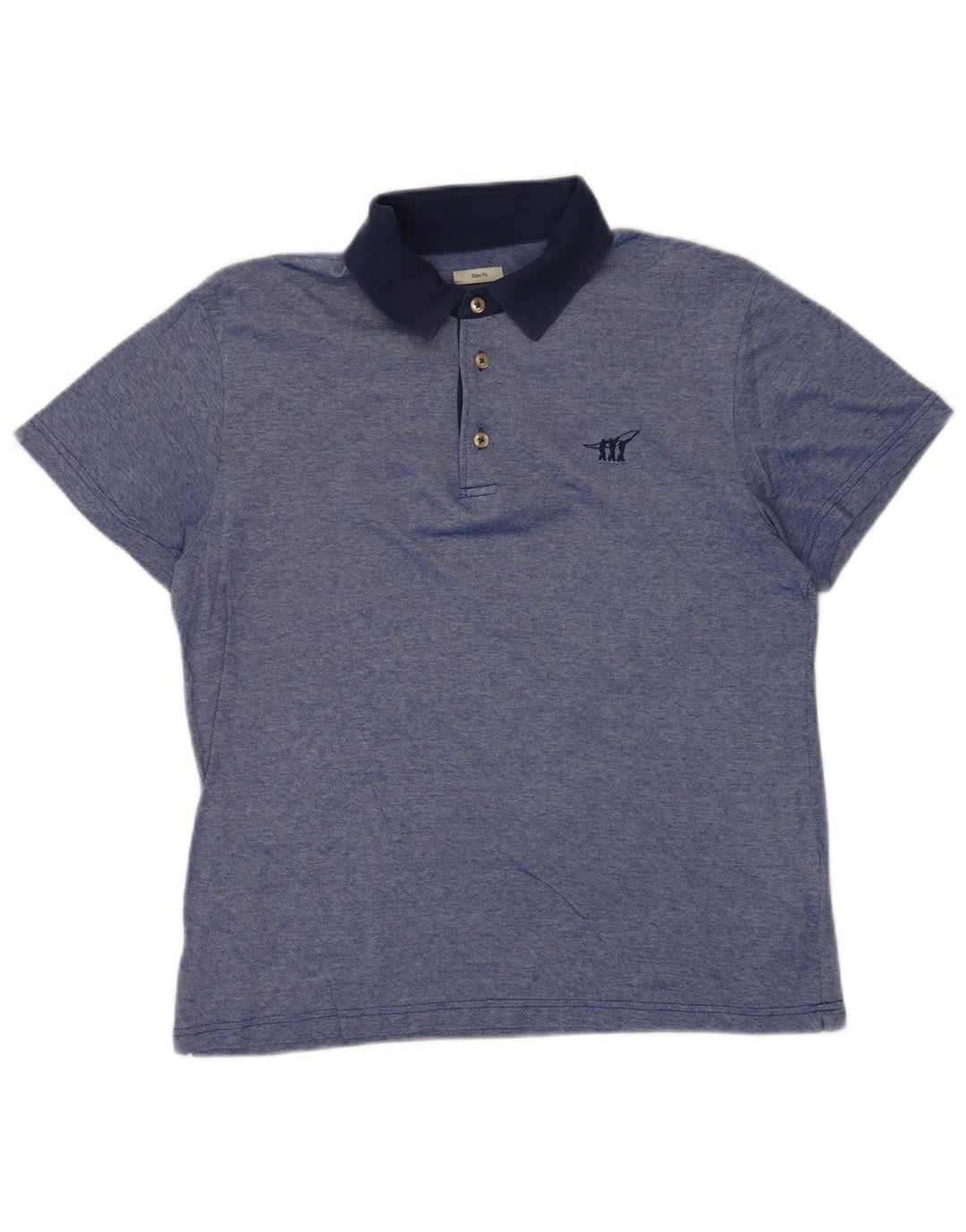 Camisa polo masculina slim fit Henry Cottons algodão azul médio