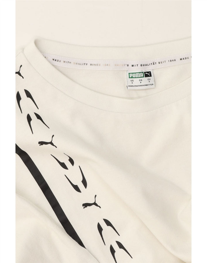 Camiseta feminina Puma Crop Graphic Top UK 10 Pequena Branca