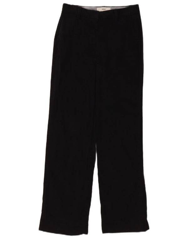 Calça chino reta feminina Marks & Spencer Reino Unido 6 XS W26 L27 algodão preto