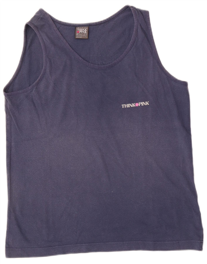Colete gráfico masculino Think Pink, top pequeno de algodão azul marinho