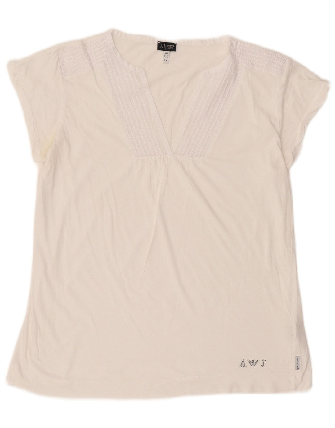 Blusa feminina Armani Jeans UK 16 grande algodão branco