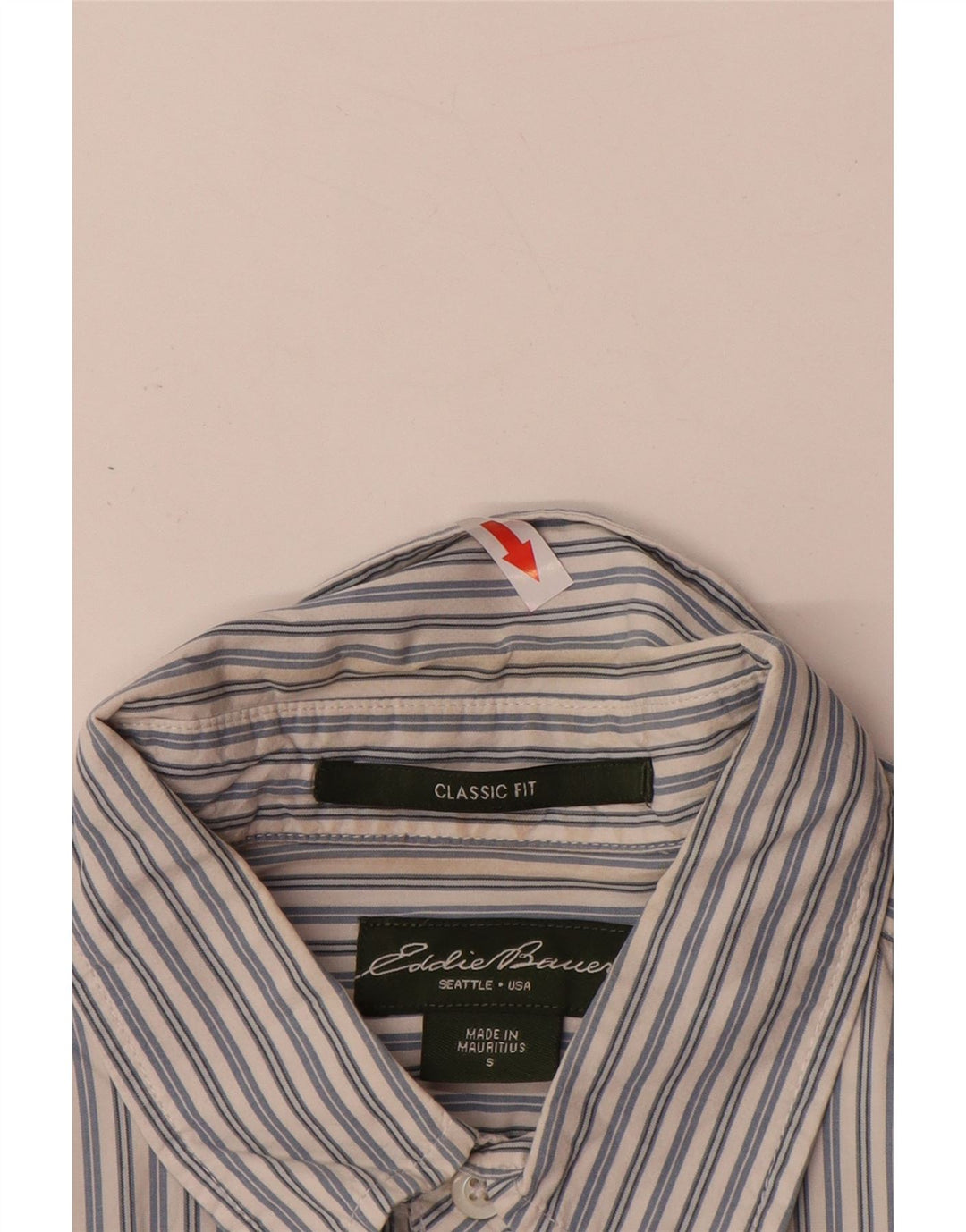 EDDIE BAUER Camisa masculina clássica de ajuste pequeno algodão listrado azul