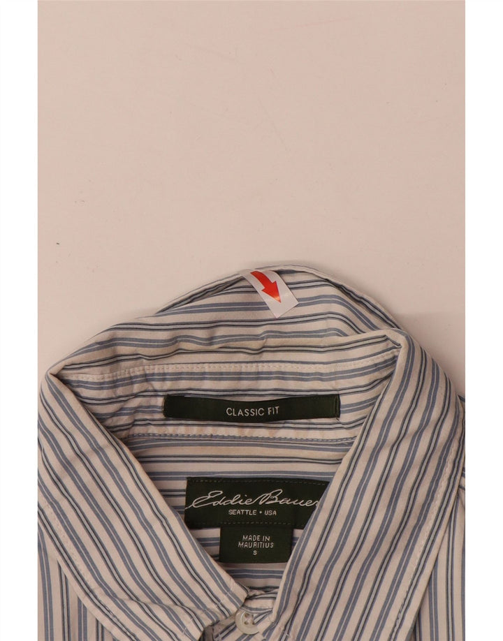 EDDIE BAUER Camisa masculina clássica de ajuste pequeno algodão listrado azul
