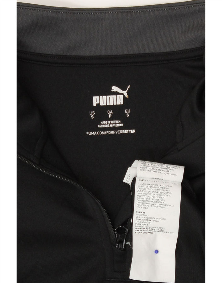 Puma Mens Zip Neck Pullover Treino Top Pequeno Preto Colorblock Poliéster