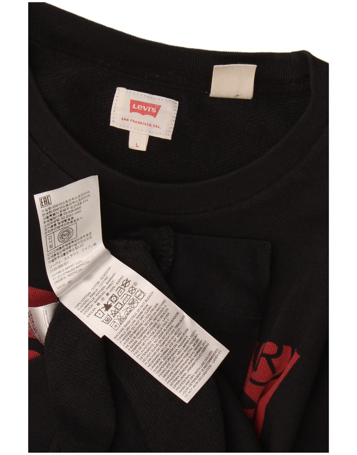 Levi's moletom gráfico masculino jumper grande algodão preto