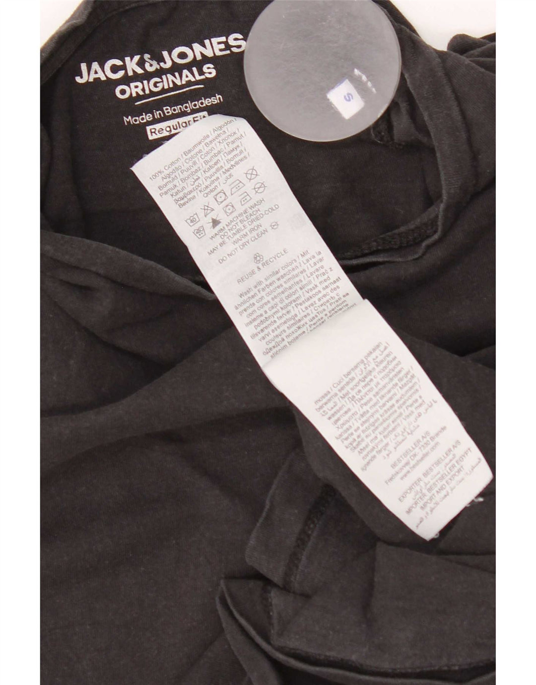 Camiseta masculina Jack & Jones Regular Fit top pequeno algodão preto