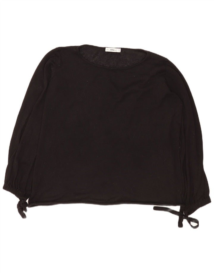 Zara Suéter feminino oversized com gola canoa Reino Unido 10 pequeno poliéster preto