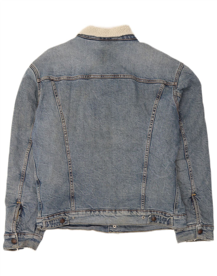 Jaqueta jeans masculina Sherpa Levi's UK 36 algodão azul pequeno
