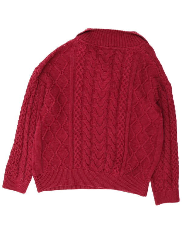 Crew Clothing Suéter feminino com gola polo e gola polo UK 12 algodão médio borgonha