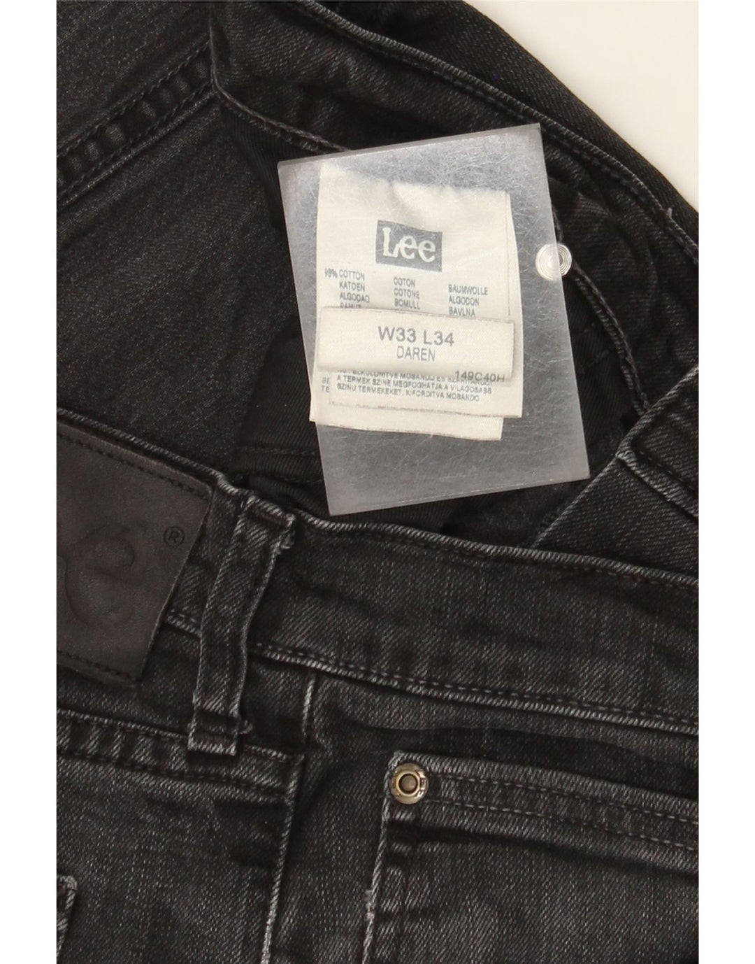 Lee Mens Daren Straight Jeans W33 L29 Algodão Preto