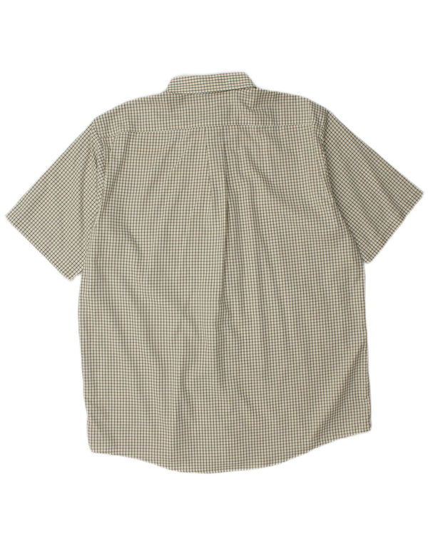 Camisa masculina de manga curta L.L.Bean grande algodão xadrez branco
