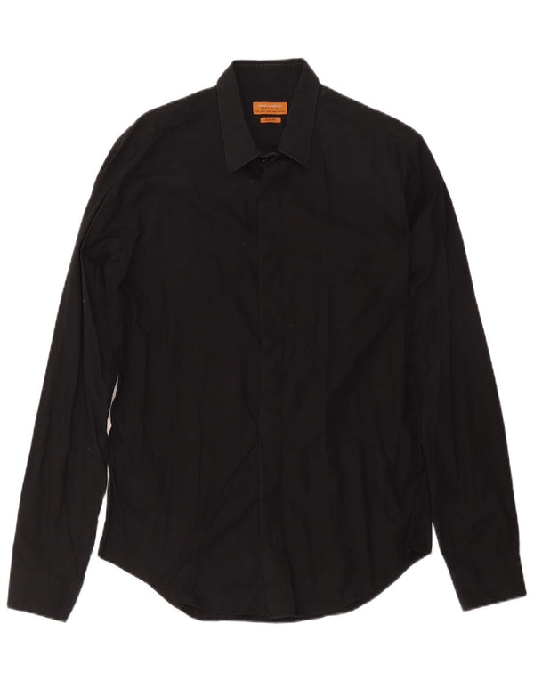 Camisa masculina Zara Slim Fit média preta