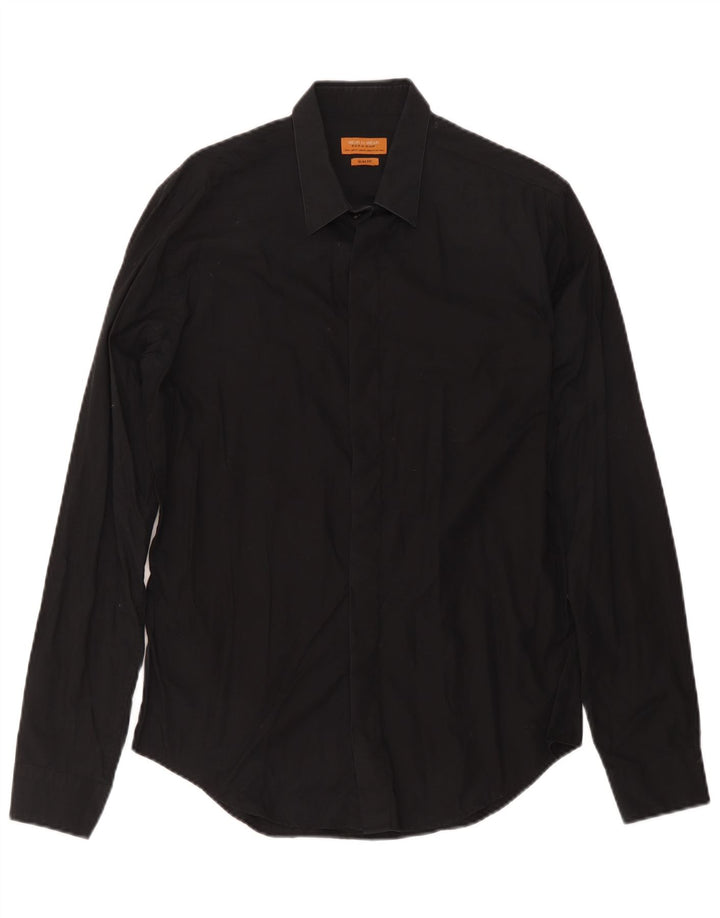 Camisa masculina Zara Slim Fit média preta