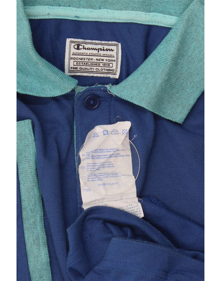 Camisa polo masculina de rugby CHAMPION algodão azul médio