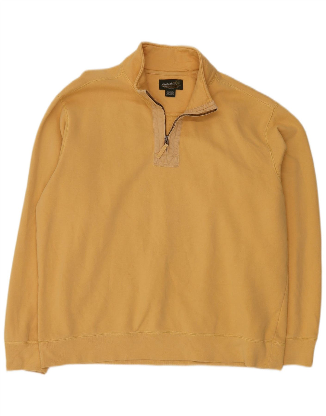 Eddie Bauer moletom masculino com zíper e gola alta de algodão amarelo