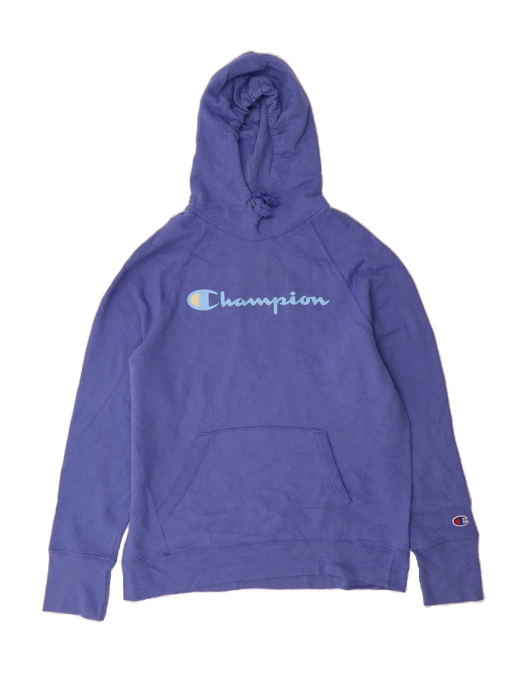 CHAMPION Womens Graphic Hoodie Jumper UK 14 Medium Purple Vintage Champion and Second-Hand Champion from Messina Hembry 