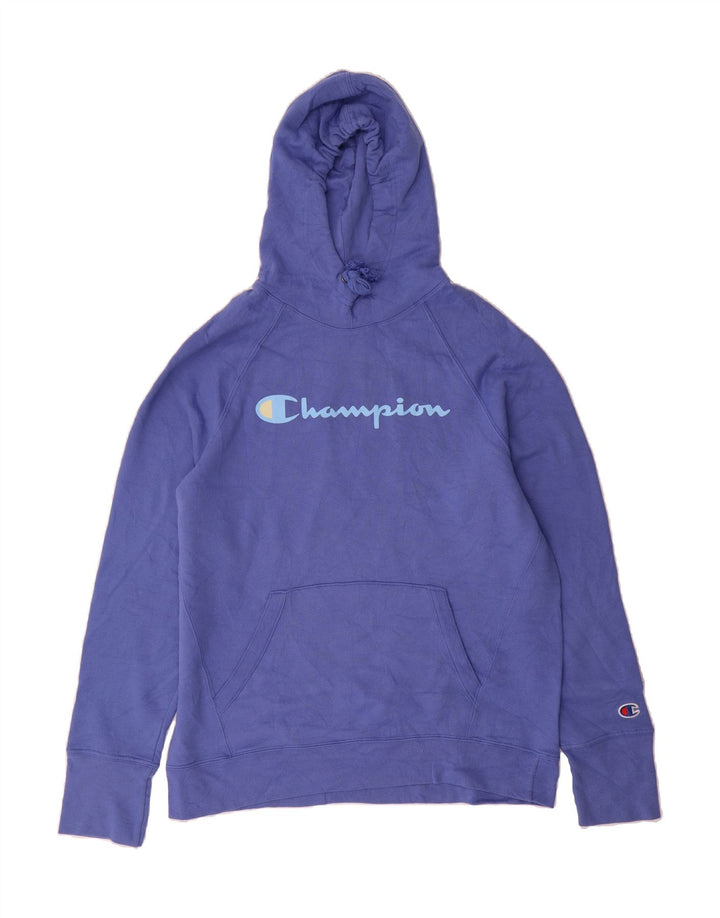 CHAMPION Womens Graphic Hoodie Jumper UK 14 Medium Purple Vintage Champion and Second-Hand Champion from Messina Hembry 