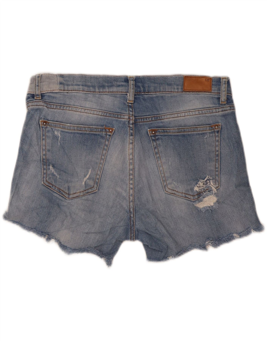 Shorts jeans feminino Zara cintura média envelhecida e relaxada médio W30 azul