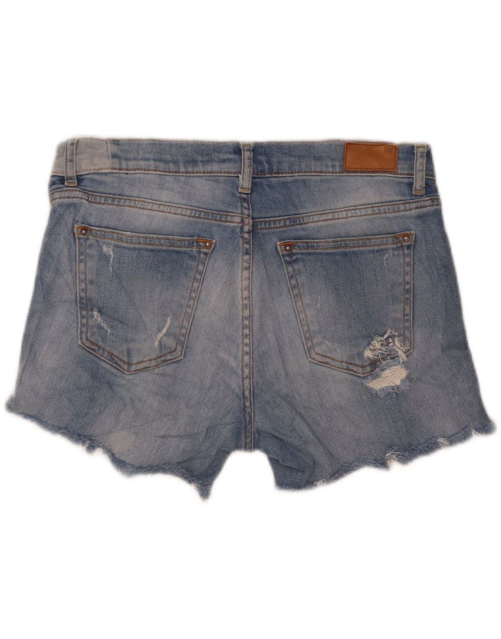 Shorts jeans feminino Zara cintura média envelhecida e relaxada médio W30 azul