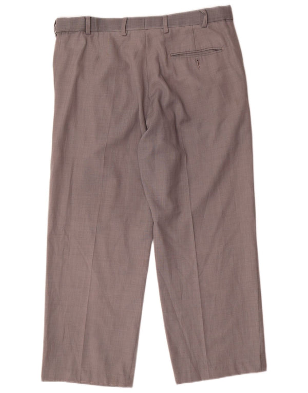 Calça masculina de terno reto Marks & Spencer W34 L26 lã cinza