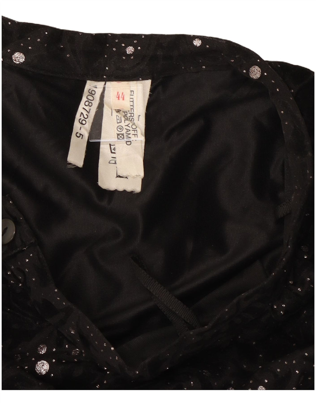 Saia feminina vintage em camadas IT 44 Médio W30 Preto Paisley Poliamida