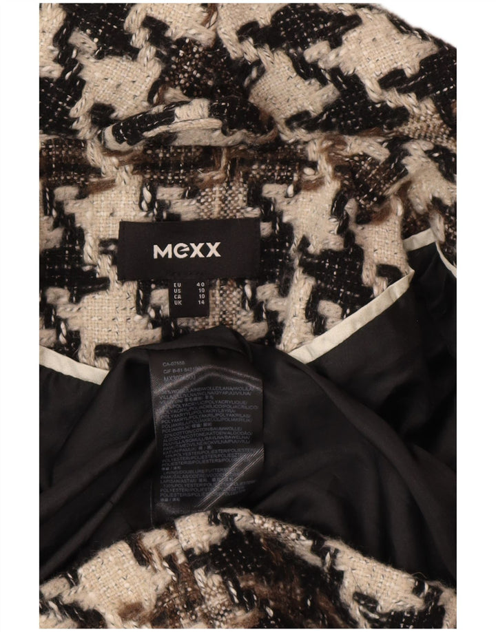Sobretudo feminino Mexx Reino Unido 14 grande lã houndstooth preta