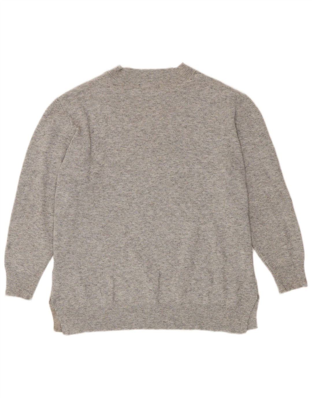 Suéter feminino Marks & Spencer com decote em V UK 18 XL cinza poliéster