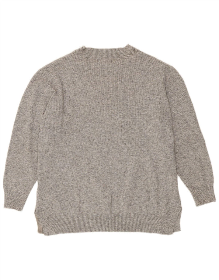 Suéter feminino Marks & Spencer com decote em V UK 18 XL cinza poliéster