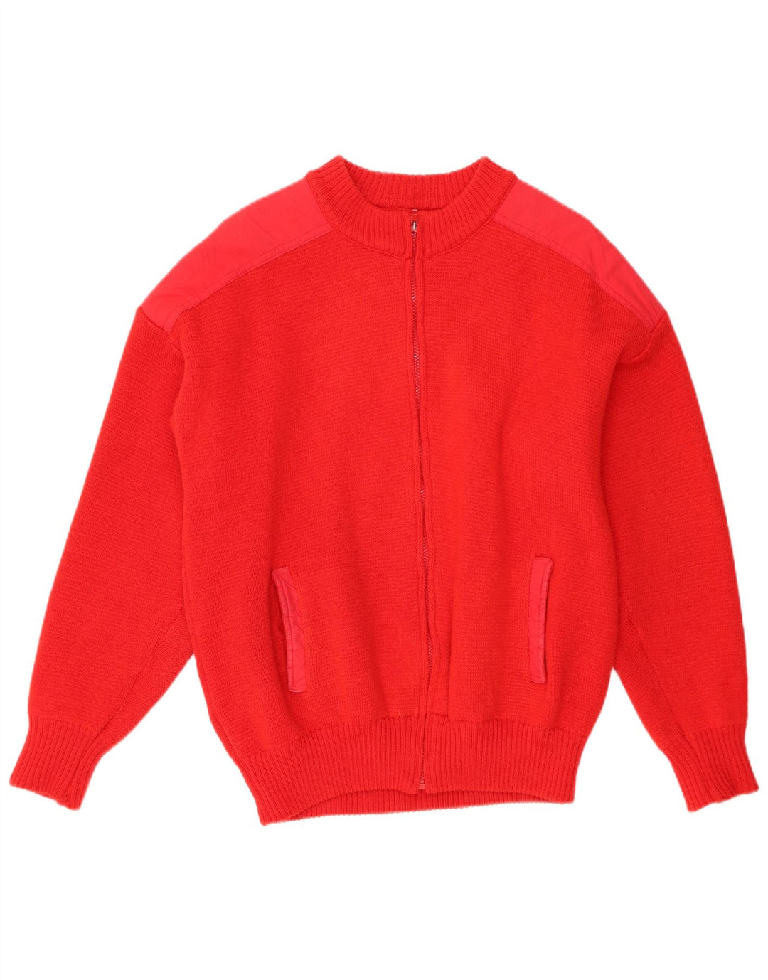 Suéter cardigã masculino vintage médio lã vermelha retrô