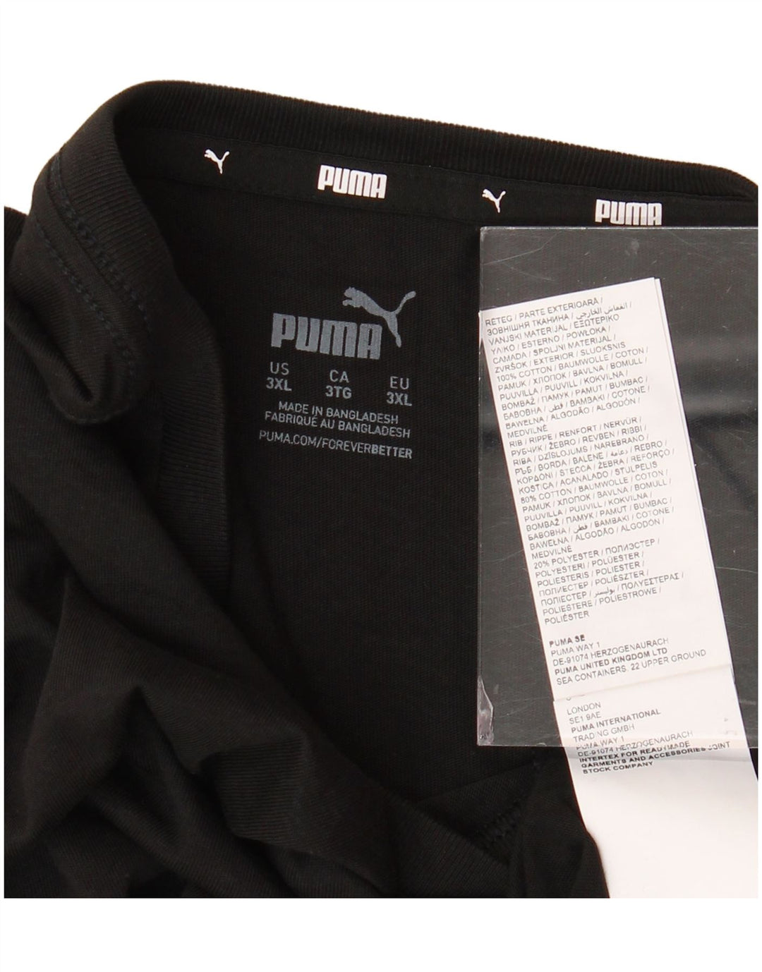 Camiseta masculina PUMA Top 3XL algodão preto