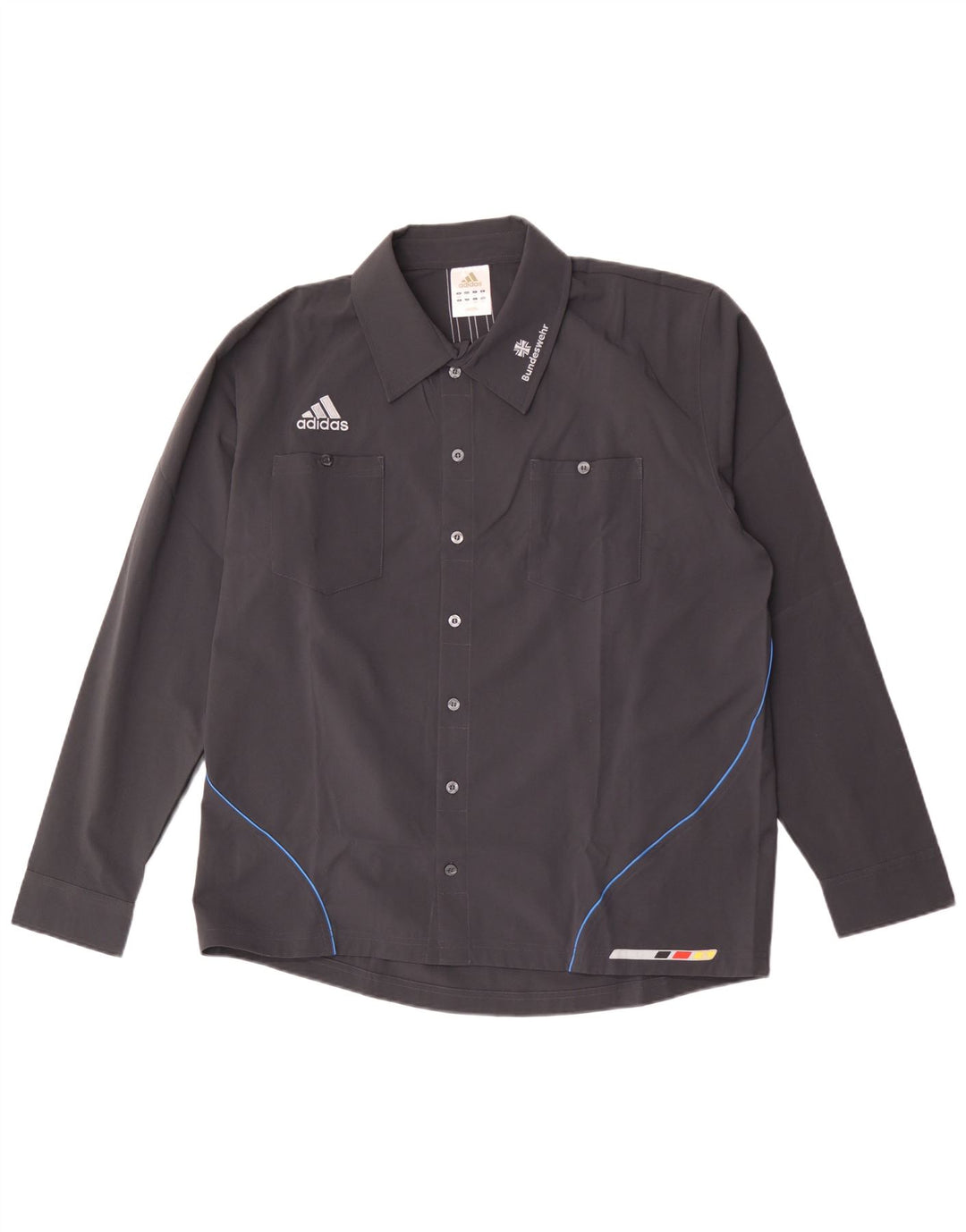 Camisa gráfica masculina Adidas UK 44/46 grande poliéster azul marinho