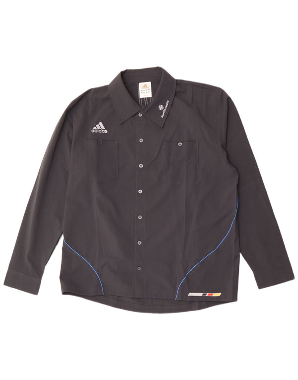 Camisa gráfica masculina Adidas UK 44/46 grande poliéster azul marinho