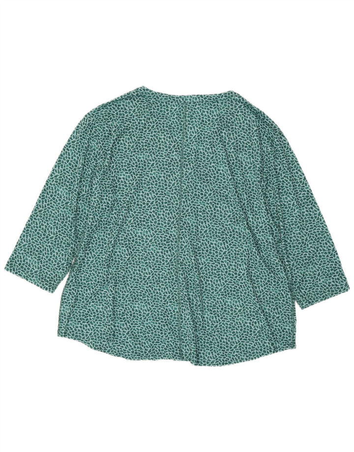 Blusa feminina de manga 3/4 L.L.BEAN UK 22 3XL verde animal estampado