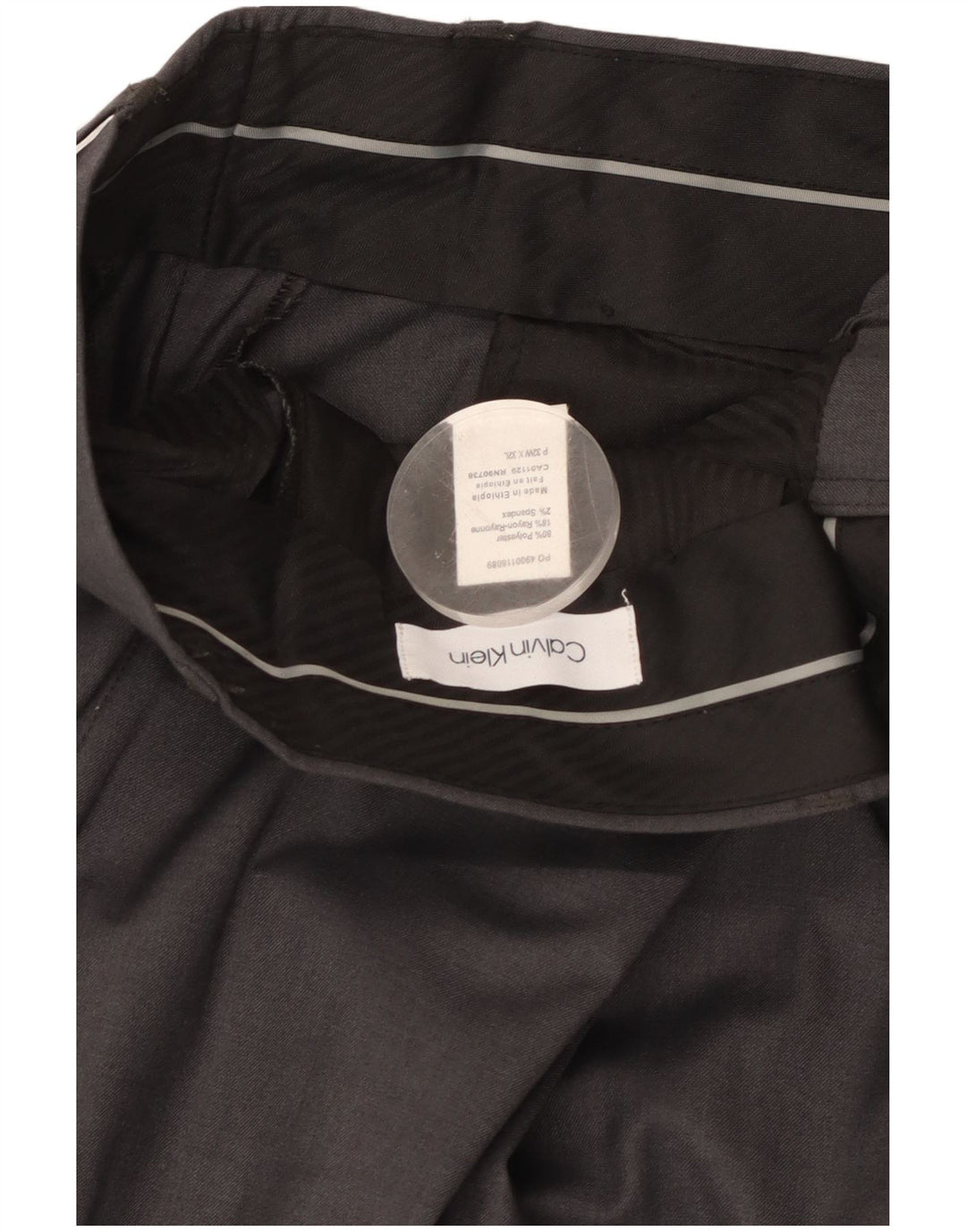 Calça masculina CALVIN KLEIN de terno reto W32 L32 poliéster cinza