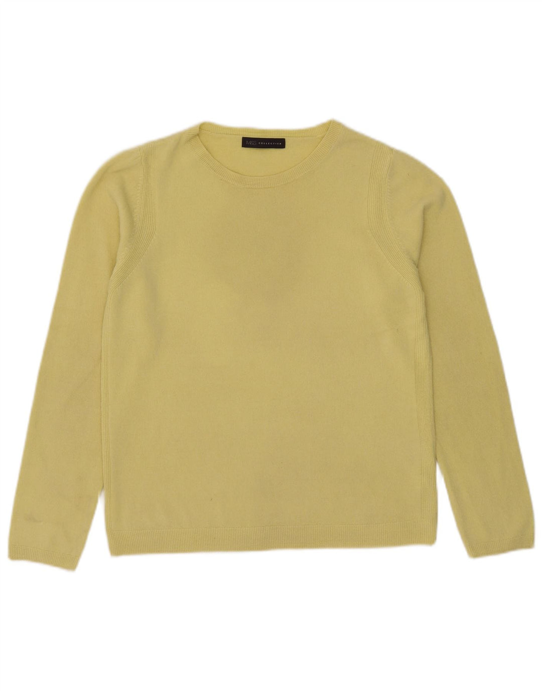 Suéter feminino Marks & Spencer com gola redonda Reino Unido 12 médio amarelo