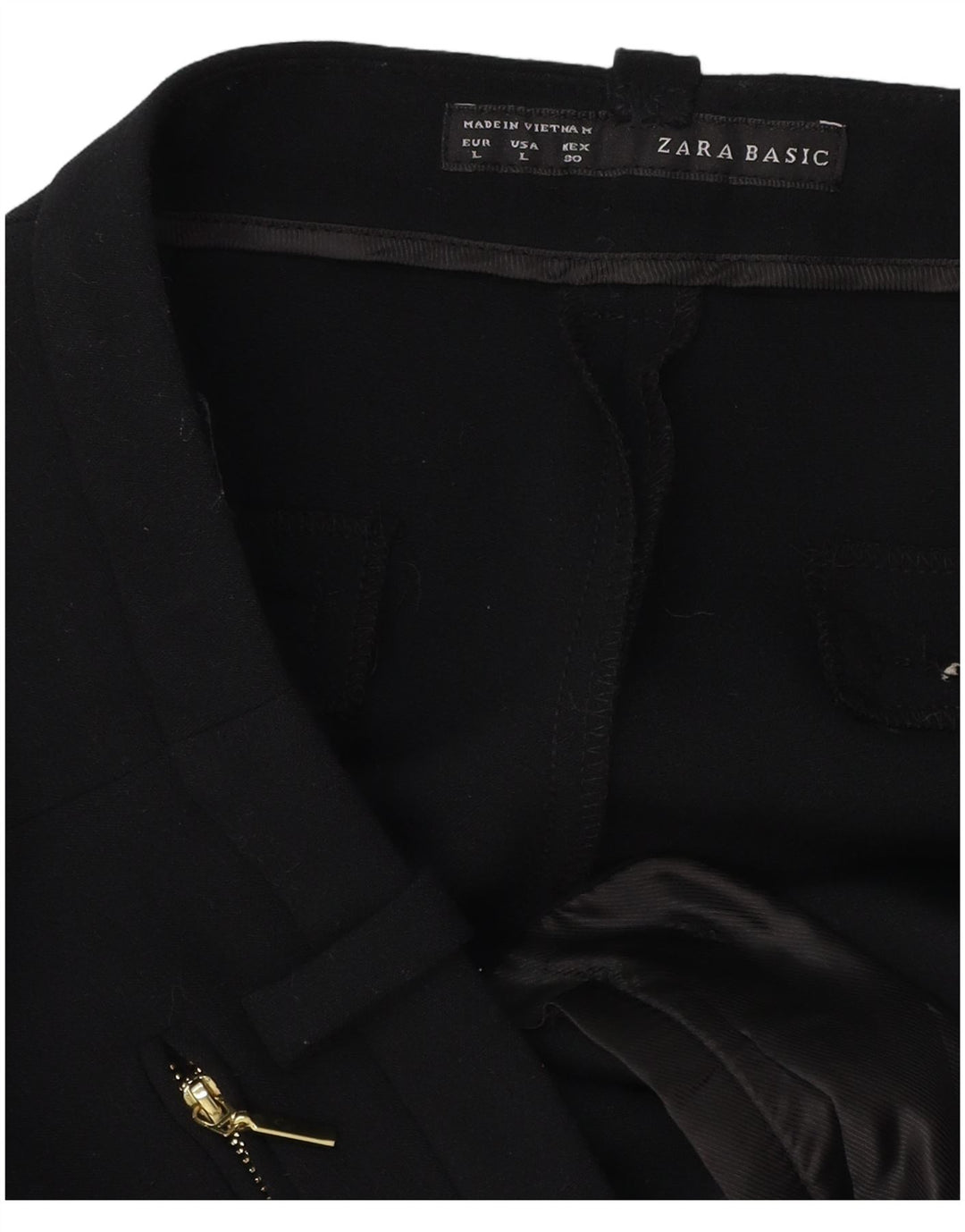Calça feminina ZARA de terno reto grande W30 L32 preta