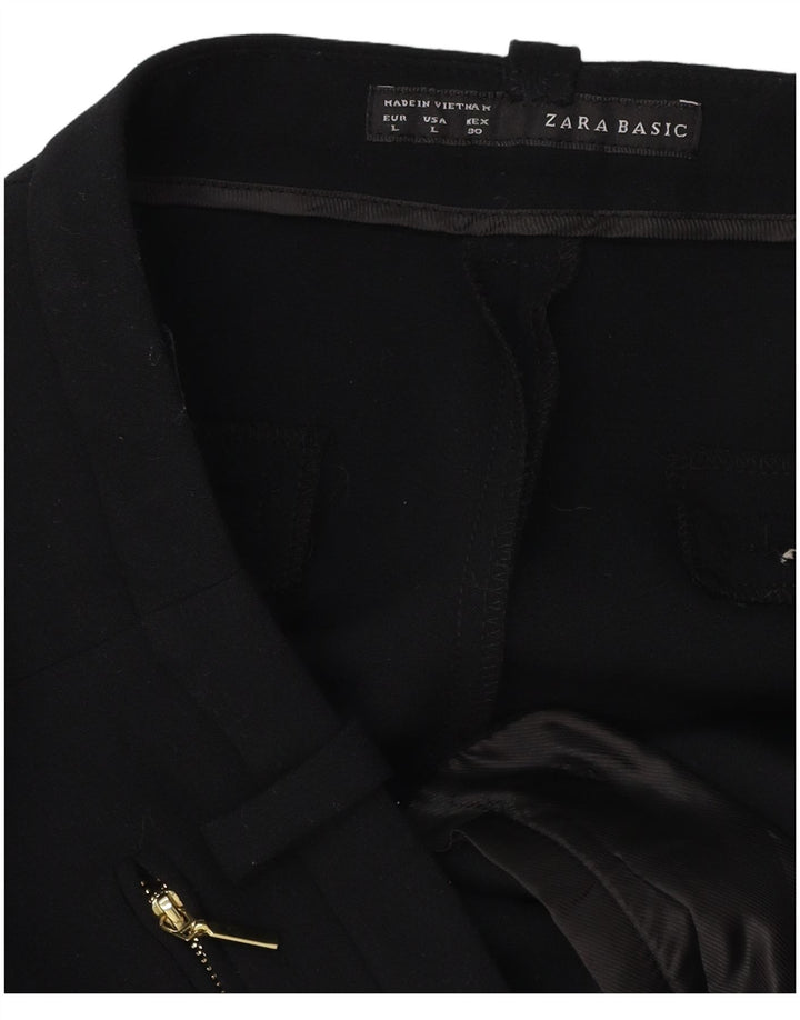 Calça feminina ZARA de terno reto grande W30 L32 preta