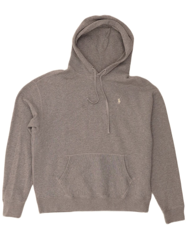 Polo Ralph Lauren moletom com capuz masculino grande cinza manchado