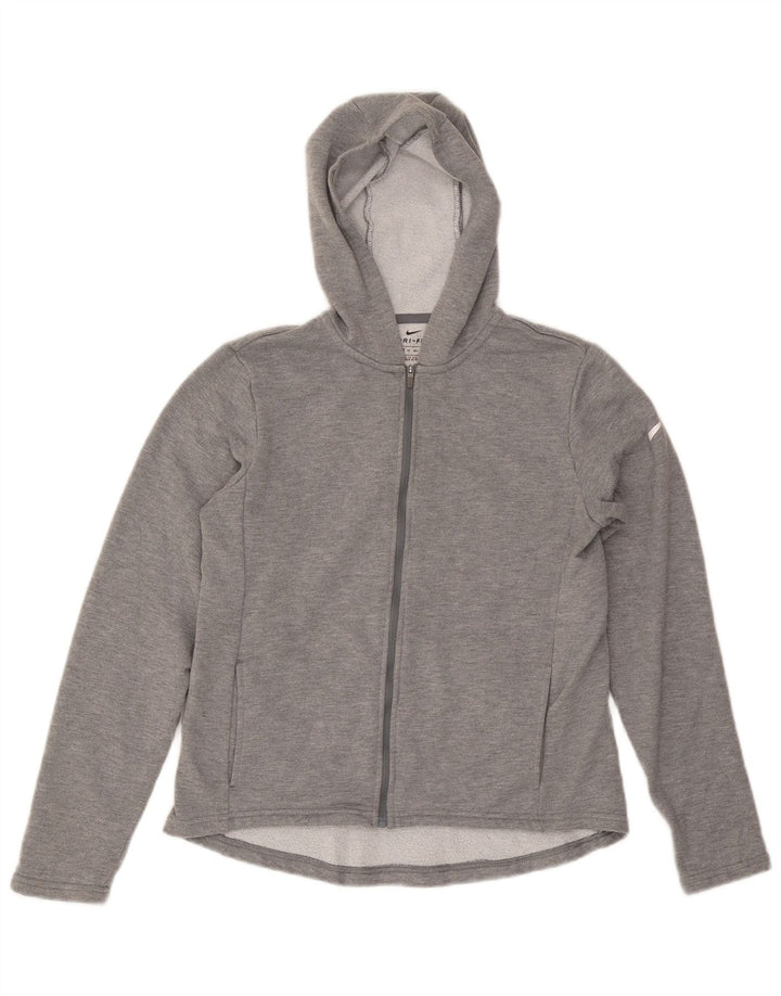 Suéter Nike feminino com capuz e zíper UK 6 XS cinza poliéster