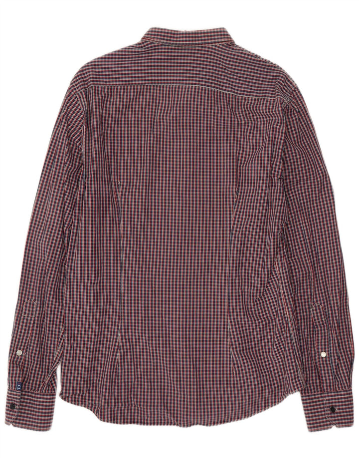Camisa masculina de flanela Trussardi Jeans xadrez vermelho médio