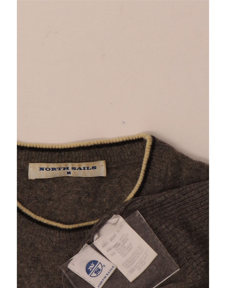 Suéter masculino North Sails com gola redonda e lã manchada cinza médio