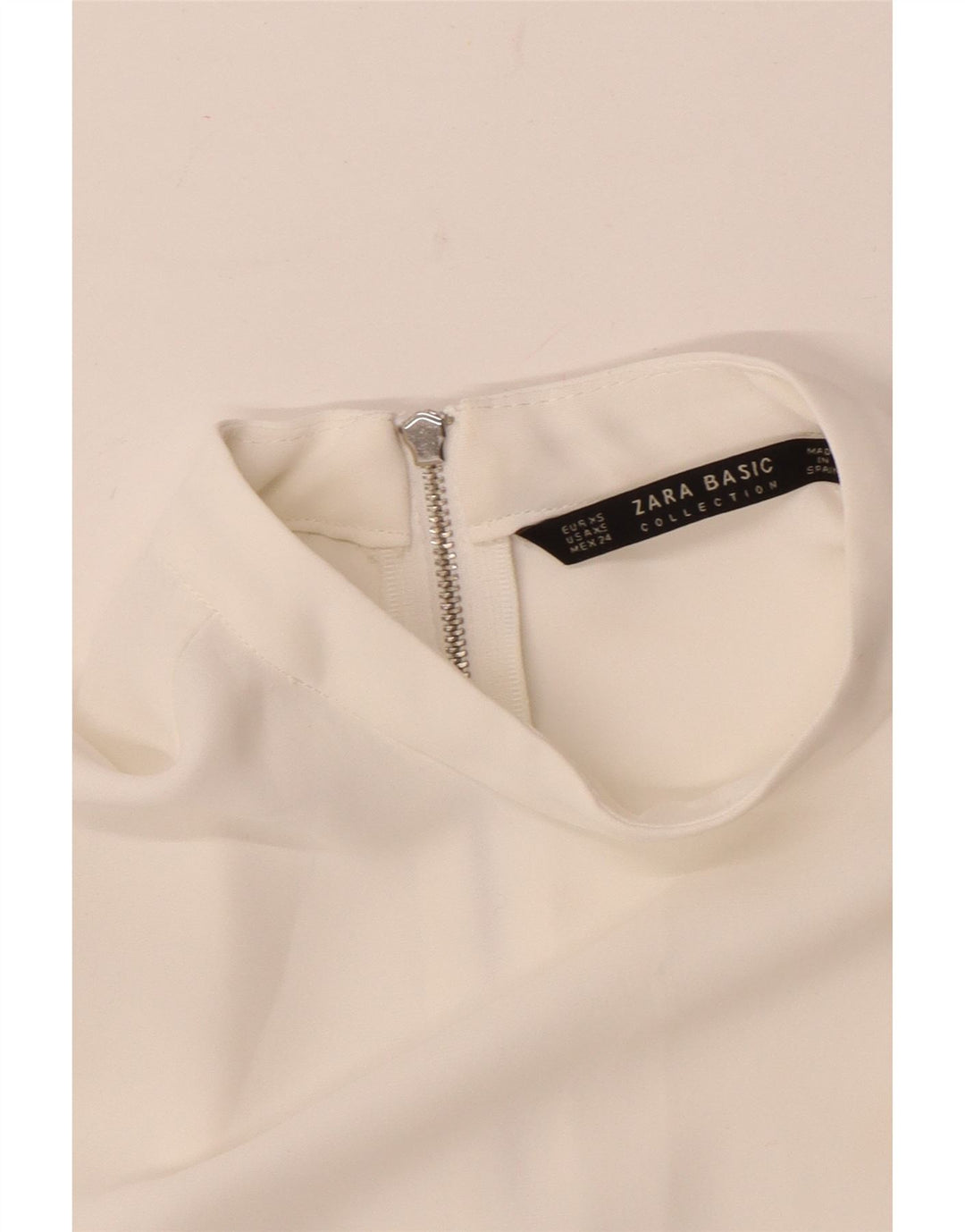 Zara blusa feminina manga 3/4 top UK 6 XS branco