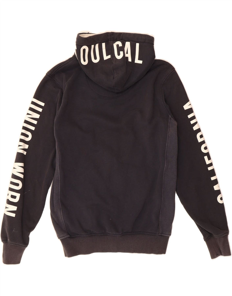 SOUL CAL Mens Graphic Zip Hoodie Sweater Medium Navy Blue Cotton Vintage Soul Cal and Second-Hand Soul Cal from Messina Hembry 